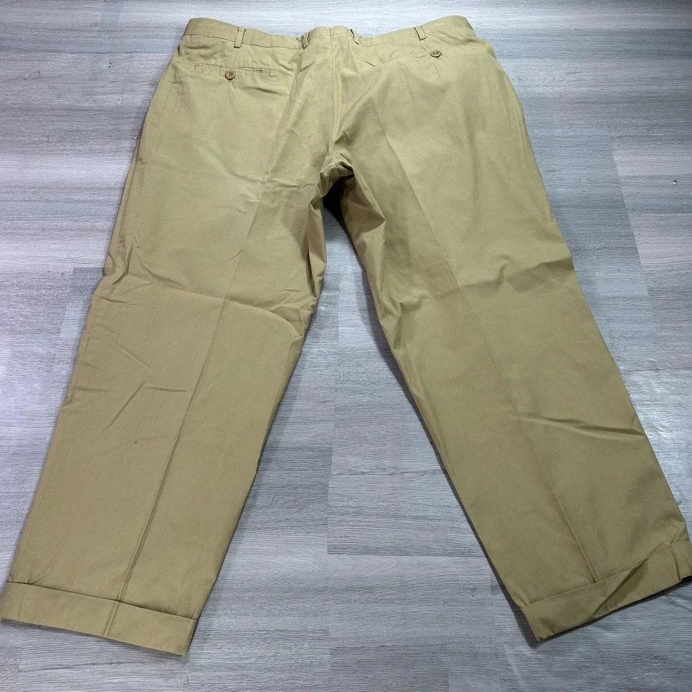 Brioni Pants Mens 40x28 Beige 100% Cotton Pleated Cuffed Dress Chino Italy